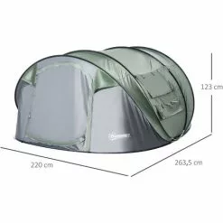 Outsunny Zelt Für 4-5 Personen Campingzelt Mit Heringen Kuppelzelt Polyester B3 Gitter Glasfaser Dunkelgrün+Grau 263,5 X 220 X 123 Cm 7 Outsunny Zelt Für 4-5 Personen Campingzelt Mit Heringen Kuppelzelt Polyester B3 Gitter Glasfaser Dunkelgrün+Grau 263,5 X 220 X 123 Cm -Günstiges Partyzelte, Pergolas & Pavillons Geschäft 29366611 3