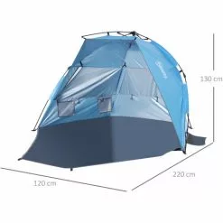 Outsunny® Pop Up Zelt Für 1-2 Personen Campingzelt Mit Fenster Polyester Glasfaser Blau -Günstiges Partyzelte, Pergolas & Pavillons Geschäft 29366613 3