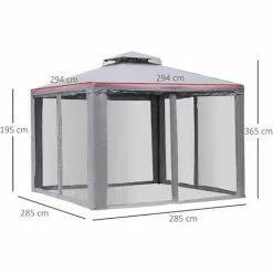 Outsunny Gartenpavillon Pavillon Gartenzelt Festzelt Partyzelt Mit 4 X Seitenwand Wetterfest Metall + Polyester Grau 3 X 3 X 2,6 M -Günstiges Partyzelte, Pergolas & Pavillons Geschäft 29711363 3