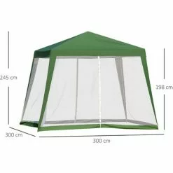 Outsunny Gartenpavillon Pavillon Festzelt Partyzelt Wetterfest Zelt Mit Moskitonetz Metall + Polyester Grün 3 X 3 M -Günstiges Partyzelte, Pergolas & Pavillons Geschäft 29711366 3