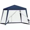 Outsunny Gartenpavillon Pavillon Festzelt Partyzelt Wetterfest Zelt Mit Moskitonetz Metall + Polyester Blau 3 X 3 M