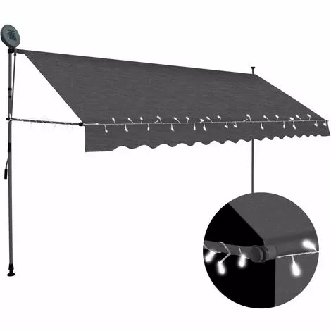 BETTERLIFE Einziehbare Markise Handbetrieben Mit LED 350 Cm Anthrazit -Günstiges Partyzelte, Pergolas & Pavillons Geschäft 30468312 1