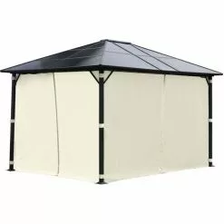 BRAST Alu-Pavillon Premium 3x4m Beige Festes Dach Wasserdicht + Moskitonetz -Günstiges Partyzelte, Pergolas & Pavillons Geschäft 30480091 5