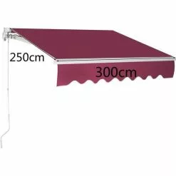 COSTWAY 3 X 2,5 M Gelenkarmmarkise Sonnenmarkise Balkonmarkise Terrassenmarkise Klemmmarkise Mit Kurbel Fuer Balkon Und Veranda Weinrot -Günstiges Partyzelte, Pergolas & Pavillons Geschäft 30958789 4