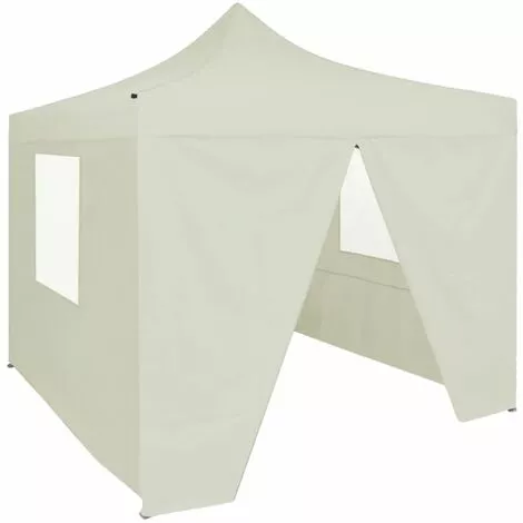 ABCRITAL Profi-Partyzelt Faltbar Mit 4 Seitenwänden 2×2m Stahl Creme -Günstiges Partyzelte, Pergolas & Pavillons Geschäft 31156019 1