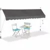 Relaxdays Klemmmarkise Balkon, Handkurbel, Höhenverstellbar, UV-beständig, Ohne Bohren, Polyester, 350 Cm Breit, Grau