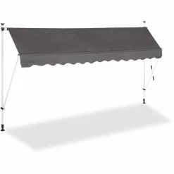 Relaxdays Klemmmarkise Balkon, Handkurbel, Höhenverstellbar, UV-beständig, Ohne Bohren, Polyester, 350 Cm Breit, Grau -Günstiges Partyzelte, Pergolas & Pavillons Geschäft 31794245 3