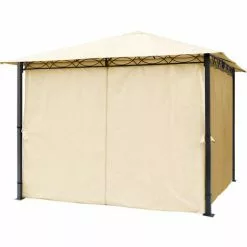 PROFIZELT24 4 Seitenteile Für Gartenpavillon Rendezvous Premium 3x3 M - Polyester Ca. 160 G/m² Mit Reißverschluss - Champagner