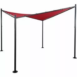 Pergola HHG-885, Garten Pavillon Sonnensegel, Stabiles Stahl-Gestell ~ 3x3m Bordeaux