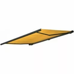 Elektrische Kassettenmarkise HHG-432, Markise Vollkassette 4x3m ~ Polyester Gelb, Rahmen Anthrazit