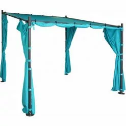 4er-Set Seitenwand Für Pergola HHG-927, Ersatzseitenwand Pavillon, 3x3m Polyester ~ Türkis -Günstiges Partyzelte, Pergolas & Pavillons Geschäft 33229190 5