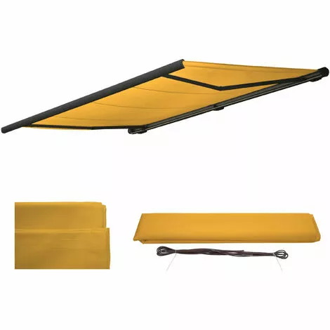 Ersatz-Bezug Für Markise HHG-527, Vollkassette Ersatzbezug Sonnenschutz 4,5x3m ~ Polyester Gelb 2 Ersatz-Bezug Für Markise HHG-527, Vollkassette Ersatzbezug Sonnenschutz 4,5x3m ~ Polyester Gelb – Bild 2