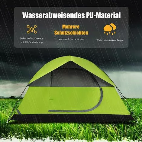 COSTWAY 4 Personen Campingzelt Doppelschicht, Kuppelzelt Winddicht, Camping Tent Für Wandern, Im Freien, Wurfzelt Mit Wasserabweisendem Regenverdeck 2 COSTWAY 4 Personen Campingzelt Doppelschicht, Kuppelzelt Winddicht, Camping Tent Für Wandern, Im Freien, Wurfzelt Mit Wasserabweisendem Regenverdeck – Bild 2