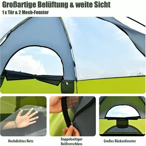 COSTWAY 4 Personen Campingzelt Doppelschicht, Kuppelzelt Winddicht, Camping Tent Für Wandern, Im Freien, Wurfzelt Mit Wasserabweisendem Regenverdeck 3 COSTWAY 4 Personen Campingzelt Doppelschicht, Kuppelzelt Winddicht, Camping Tent Für Wandern, Im Freien, Wurfzelt Mit Wasserabweisendem Regenverdeck – Bild 3