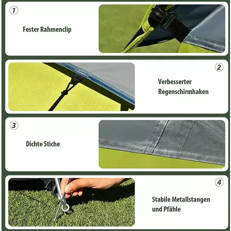 COSTWAY 4 Personen Campingzelt Doppelschicht, Kuppelzelt Winddicht, Camping Tent Für Wandern, Im Freien, Wurfzelt Mit Wasserabweisendem Regenverdeck 4 COSTWAY 4 Personen Campingzelt Doppelschicht, Kuppelzelt Winddicht, Camping Tent Für Wandern, Im Freien, Wurfzelt Mit Wasserabweisendem Regenverdeck – Bild 4