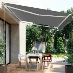 GOPLUS 245 Cm X 200 Cm Gelenkarmmarkise Für Sonnenschutz & Regenschutz, Balkonmarkise Mit Handkurbel,Terrassenmarkise Aus Aluminium, Einziehbare Sonnenmarkise, Manuell, Für Balkone Geschaefte