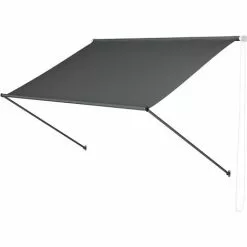 Homfa Manuelle Markise, Balkonmarkise UV- Und Wetterbeständig, Manuell Einziehbare Markise, Höhen- Und Neigbar, Sonnen- Und Regenschutz, Für Gartenterrasse, 250x120cm, Grau