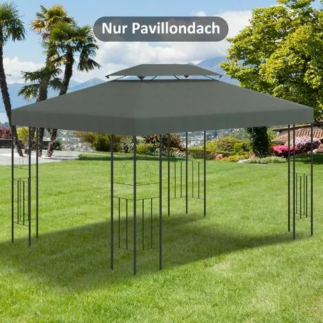 Outsunny Ersatzdach Pavillondach Für Metallpavillon Gartenpavillon Partyzelt Gartenzelt Polyester 3x4m Dunkelgrau 2 Outsunny Ersatzdach Pavillondach Für Metallpavillon Gartenpavillon Partyzelt Gartenzelt Polyester 3x4m Dunkelgrau – Bild 2