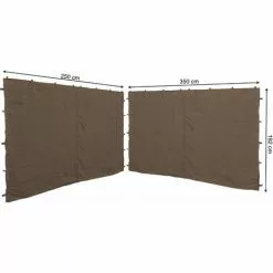 Quick-Star 2 Seitenteile Mit RV 250x192cm 350x192cm Für Pavillon Nizza 3x4m Seitenwand Taupe RAL 7006