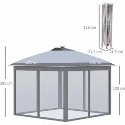 Outsunny Pavillon Faltpavillon Mit LED Solar Lichterkette 330 cm X 330 cm X 285 cm -Günstiges Partyzelte, Pergolas & Pavillons Geschäft 49541674 3