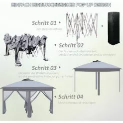 Outsunny Pavillon Faltpavillon Mit LED Solar Lichterkette 330 cm X 330 cm X 285 cm -Günstiges Partyzelte, Pergolas & Pavillons Geschäft 49541674 5