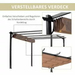 Outsunny Pergola Mit Einstellbarem Stoffdach 300 Cm X 400 Cm X 223 Cm -Günstiges Partyzelte, Pergolas & Pavillons Geschäft 49541787 4