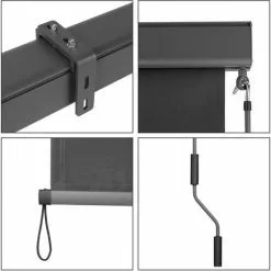 BAMNY Senkrechtmarkise Balkonmarkise Sonnenschutz Mit Handkurbel Und Markisenkassette, UV-beständige Vertikalmarkise, Windschut Und Sichtschutz, Aus Metall Und Polyester, 1,4 X 2,5 M, Grau -Günstiges Partyzelte, Pergolas & Pavillons Geschäft 51235303 3