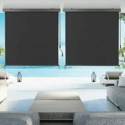 BAMNY Senkrechtmarkise Balkonmarkise Sonnenschutz Mit Handkurbel Und Markisenkassette, UV-beständige Vertikalmarkise, Windschut Und Sichtschutz, Aus Metall Und Polyester, 1,4 X 2,5 M, Grau -Günstiges Partyzelte, Pergolas & Pavillons Geschäft 51235303 4