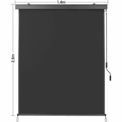 BAMNY Senkrechtmarkise Balkonmarkise Sonnenschutz Mit Handkurbel Und Markisenkassette, UV-beständige Vertikalmarkise, Windschut Und Sichtschutz, Aus Metall Und Polyester, 1,4 X 2,5 M, Grau -Günstiges Partyzelte, Pergolas & Pavillons Geschäft 51235303 5