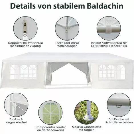 COSTWAY 3x9m Gartenpavillon Partyzelt Mit 8 Seitenwaende, Faltpavillon Bierzelt UV-Schutz, Gartenzelt Faltbar, Faltzelt Pavillon 2 COSTWAY 3x9m Gartenpavillon Partyzelt Mit 8 Seitenwaende, Faltpavillon Bierzelt UV-Schutz, Gartenzelt Faltbar, Faltzelt Pavillon – Bild 2