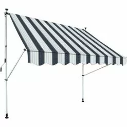 GARDINIA Klemm-Markise Föhr Ohne Bohren Blau-weiß