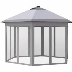 Outsunny Pavillonmit Solar LED 4,5 X 3,4 M Grau