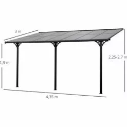 Outsunny Terrassendach Höhenverstellbar Alu Grau 4 X 3 M -Günstiges Partyzelte, Pergolas & Pavillons Geschäft 53831380 3