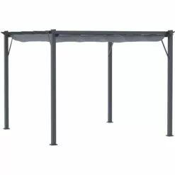 Outsunny Pergola Mit Schiebedach Alu Grau 3 X 3 M