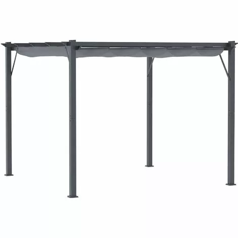 Outsunny Pergola Mit Schiebedach Alu Grau 3 X 3 M 1 Outsunny Pergola Mit Schiebedach Alu Grau 3 X 3 M