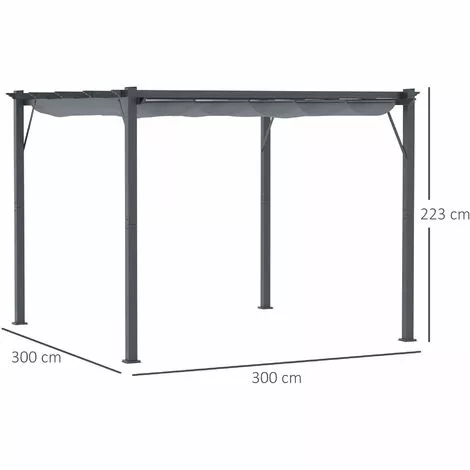 Outsunny Pergola Mit Schiebedach Alu Grau 3 X 3 M 3 Outsunny Pergola Mit Schiebedach Alu Grau 3 X 3 M – Bild 3