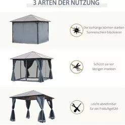 Outsunny Pavillon Gartenpavillon Partyzelt Inkl. Seitenteile 300 cm X 400 cm X 265 cm -Günstiges Partyzelte, Pergolas & Pavillons Geschäft 53831433 5