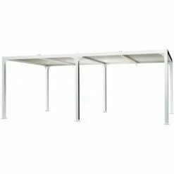 Paragon Outdoor Aluminium Pavillon Pergola Novara 12x20 Inkl. Lamellendach Weiß 365x605x236 Cm