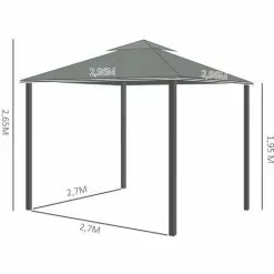 Outsunny Pavillon Für Garten Mit Zwei Dachebenen, Dunkelgrau, 3 X 3 X 2,7 M -Günstiges Partyzelte, Pergolas & Pavillons Geschäft 54333168 3