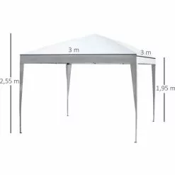 Outsunny Pavillon 3 X 3 M Pop-Up Faltpavillon Gartenpavillon Faltbar Partyzelt Gartenzelt UV-Schutz Stahl+Oxford Weiß -Günstiges Partyzelte, Pergolas & Pavillons Geschäft 54489902 3