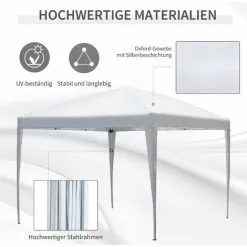 Outsunny Pavillon 3 X 3 M Pop-Up Faltpavillon Gartenpavillon Faltbar Partyzelt Gartenzelt UV-Schutz Stahl+Oxford Weiß -Günstiges Partyzelte, Pergolas & Pavillons Geschäft 54489902 4