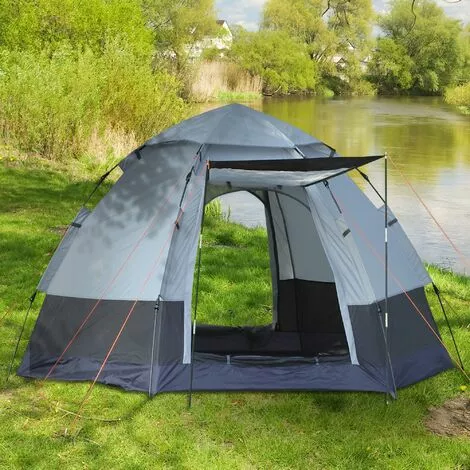Outsunny Campingzelt Für 3-4 Personen, Schnellaufbau, Grau+Schwarz, 2,6 X 2,6 X 1,5 M 2 Outsunny Campingzelt Für 3-4 Personen, Schnellaufbau, Grau+Schwarz, 2,6 X 2,6 X 1,5 M – Bild 2