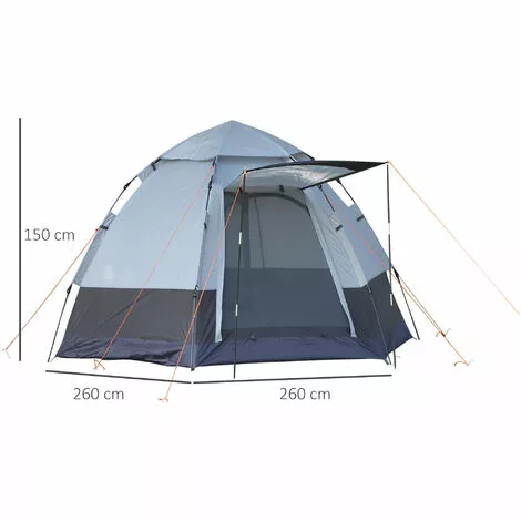 Outsunny Campingzelt Für 3-4 Personen, Schnellaufbau, Grau+Schwarz, 2,6 X 2,6 X 1,5 M 3 Outsunny Campingzelt Für 3-4 Personen, Schnellaufbau, Grau+Schwarz, 2,6 X 2,6 X 1,5 M – Bild 3