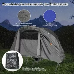 COSTWAY 4 In 1 Campingzelt Set Für 1 Personen, Erhoehtes Campingbett Und Zelt, Faltbares Kuppelzelt, Feldbett Mit Aufblasbare Matratze & Tragetasche & Wasserdichter Abdeckung Grau -Günstiges Partyzelte, Pergolas & Pavillons Geschäft 55269859 3
