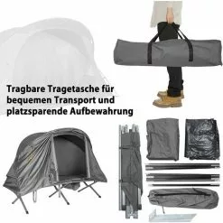 COSTWAY 4 In 1 Campingzelt Set Für 1 Personen, Erhoehtes Campingbett Und Zelt, Faltbares Kuppelzelt, Feldbett Mit Aufblasbare Matratze & Tragetasche & Wasserdichter Abdeckung Grau -Günstiges Partyzelte, Pergolas & Pavillons Geschäft 55269859 4