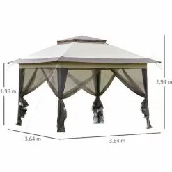 Outsunny Faltpavillon Inkl. Rolltasche, Stahl, Braun, 3,64 X 3,64 X 2,94 M -Günstiges Partyzelte, Pergolas & Pavillons Geschäft 56403485 3