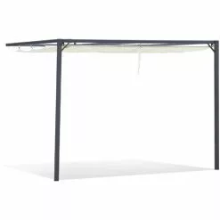 Outsunny Terrassenpavillon Mit Einziehbarem Dachverdeck, Cremeweiß, 3 X 3 X 2,3 M