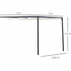 Outsunny Terrassenpavillon Mit Einziehbarem Dachverdeck, Cremeweiß, 3 X 3 X 2,3 M -Günstiges Partyzelte, Pergolas & Pavillons Geschäft 56403509 3