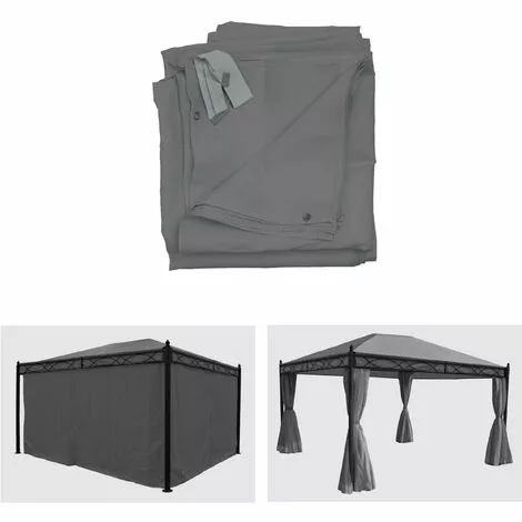 HHG 4er-Set Seitenwand Für Pergola Calpe, Ersatzseitenwand Pavillon 4x3m, Polyester ~ Grau 2 HHG 4er-Set Seitenwand Für Pergola Calpe, Ersatzseitenwand Pavillon 4x3m, Polyester ~ Grau – Bild 2