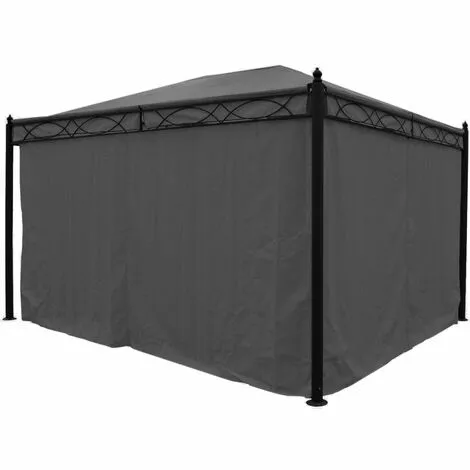 HHG 4er-Set Seitenwand Für Pergola Calpe, Ersatzseitenwand Pavillon 4x3m, Polyester ~ Grau 4 HHG 4er-Set Seitenwand Für Pergola Calpe, Ersatzseitenwand Pavillon 4x3m, Polyester ~ Grau – Bild 4